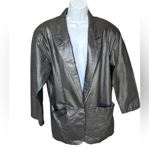 “Leathers by Tibor”‎ Vintage Genuine Leather Black Jacket Size 12